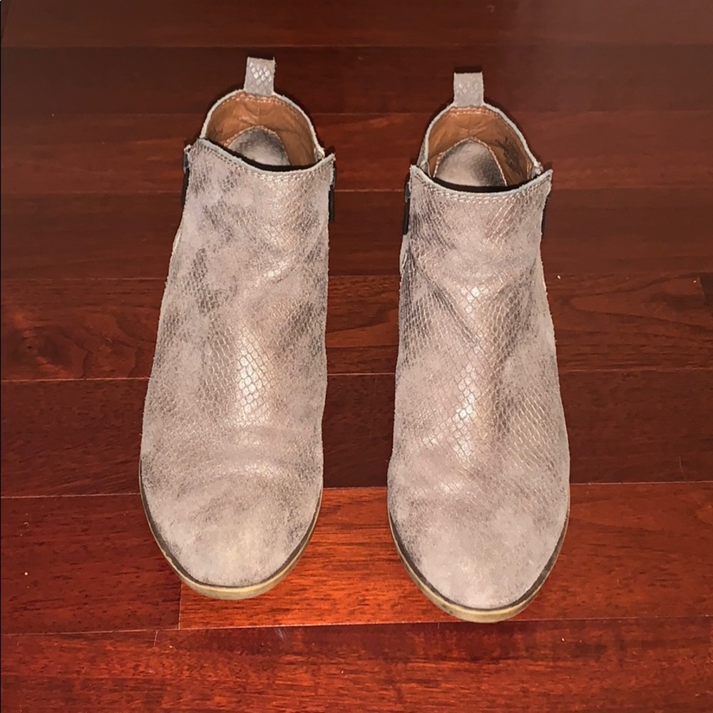Lucky Brand ankle booties. Distressed snake skin.